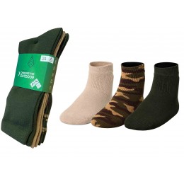 T078K - Pack 3 chaussettes enfant vert/beige/euro camo