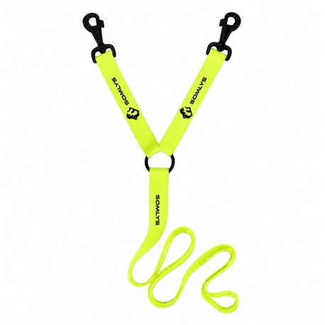 LACJ2 - Laisse accouples jaune 2 chiens 1.50M